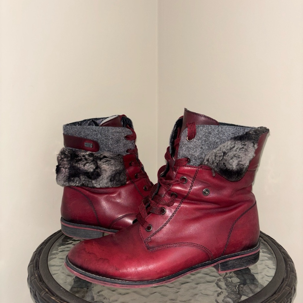 Remonte Burgundy Leather Ankle Boots